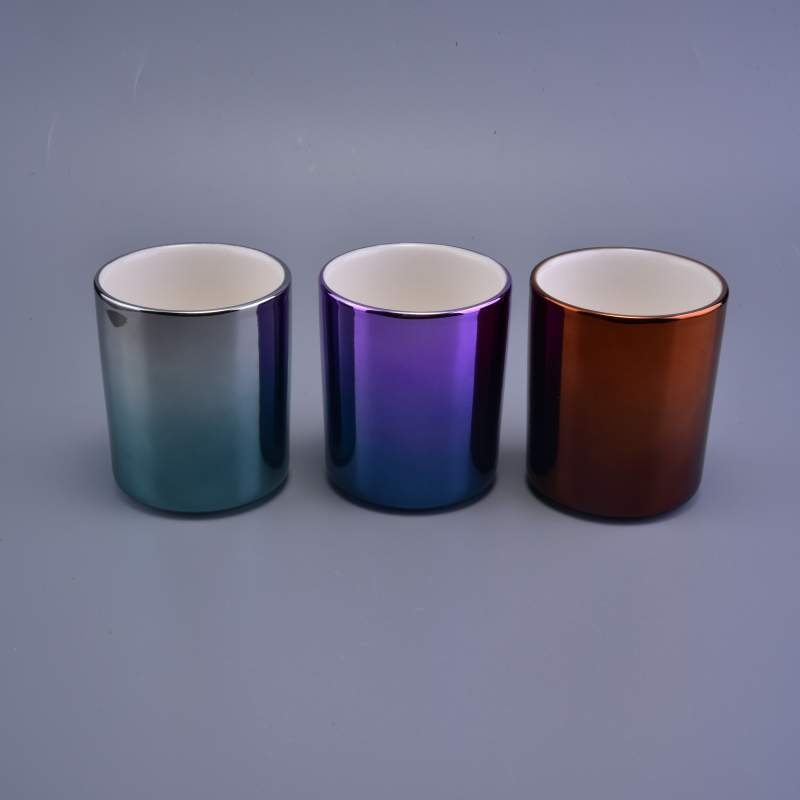 Lujo gradiente galvanoplastia titular de la vela de color para vasos de cerámica vela