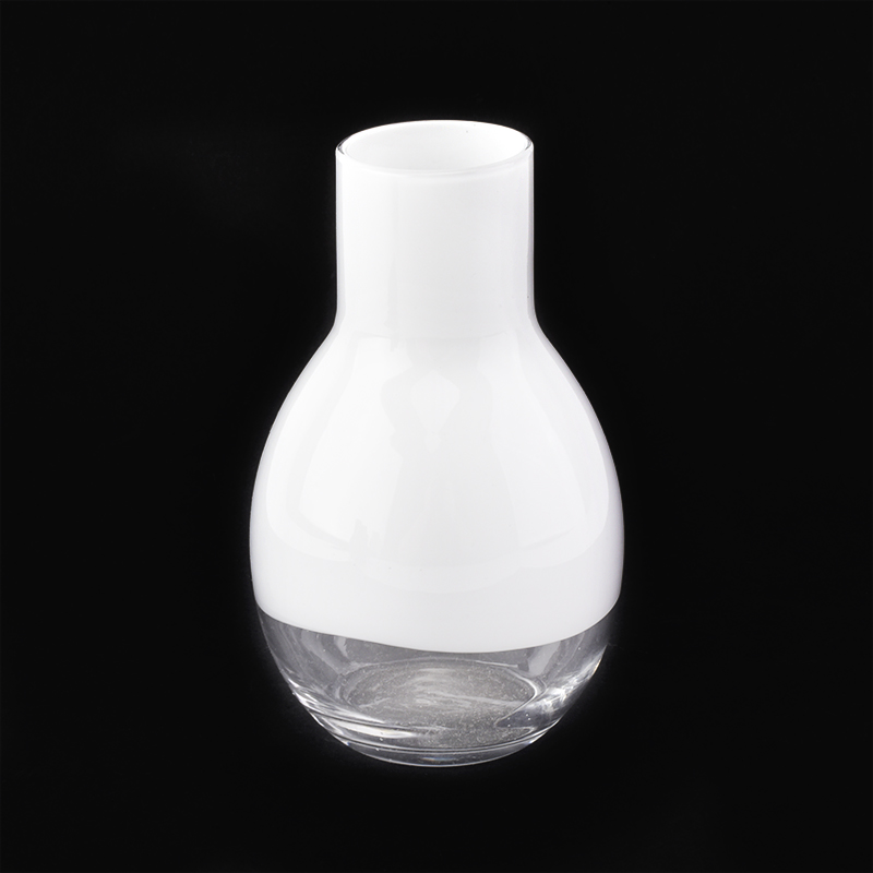 Mewah berkualiti tinggi kaca buatan tangan penyebar lilin kapal hiasan rumah vas warna putih
