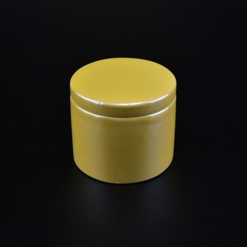 Lujo brillante perla esmalte mini cilindro de cerámica jar velas
