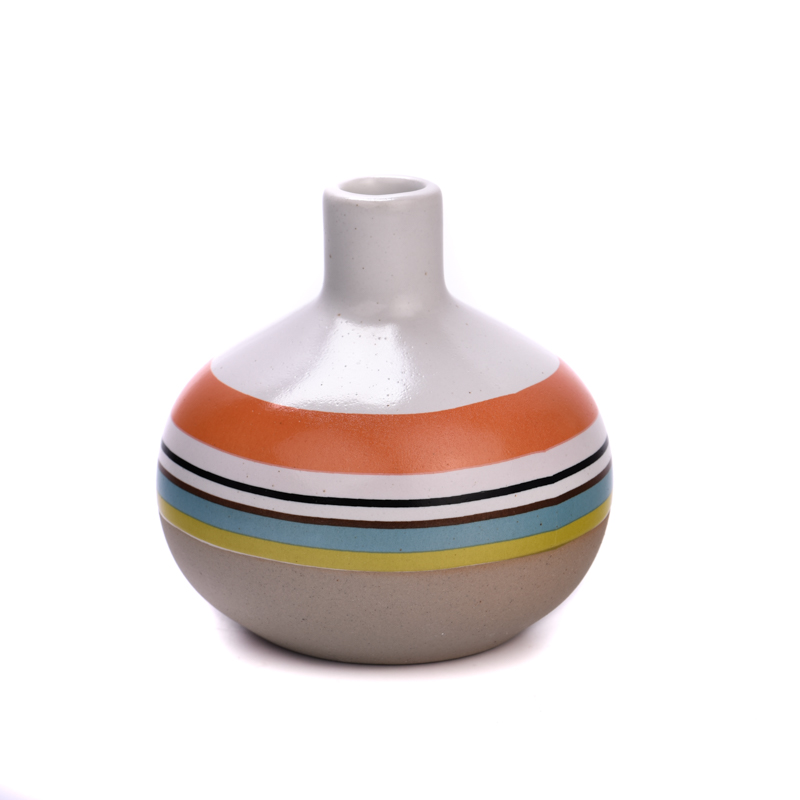 Botellas de aromaterapia de cerámica de color rayado de lujo para decoración del hogar
