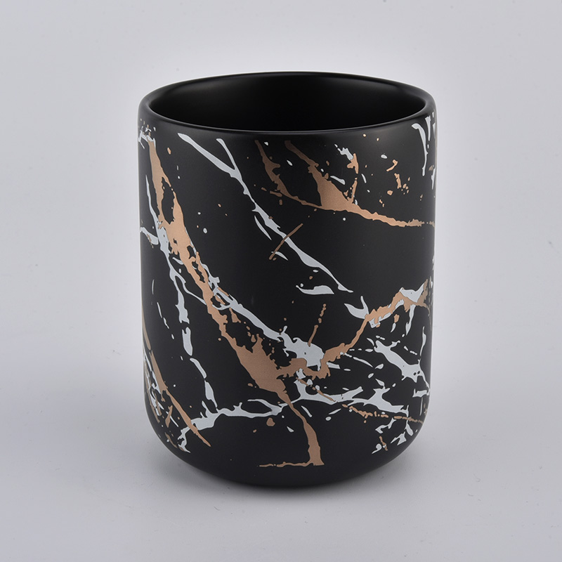 Marble ceramic matte candle container for wholesale
