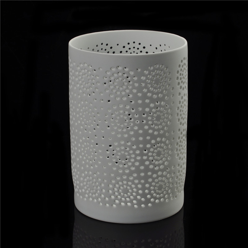 Ceramica bianca opaca candela vaso all'ingrosso