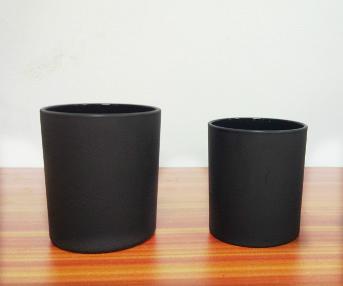 Vasos de vela de vidro preto fosco 2OZ 8OZ 12OZ capacidade de cera