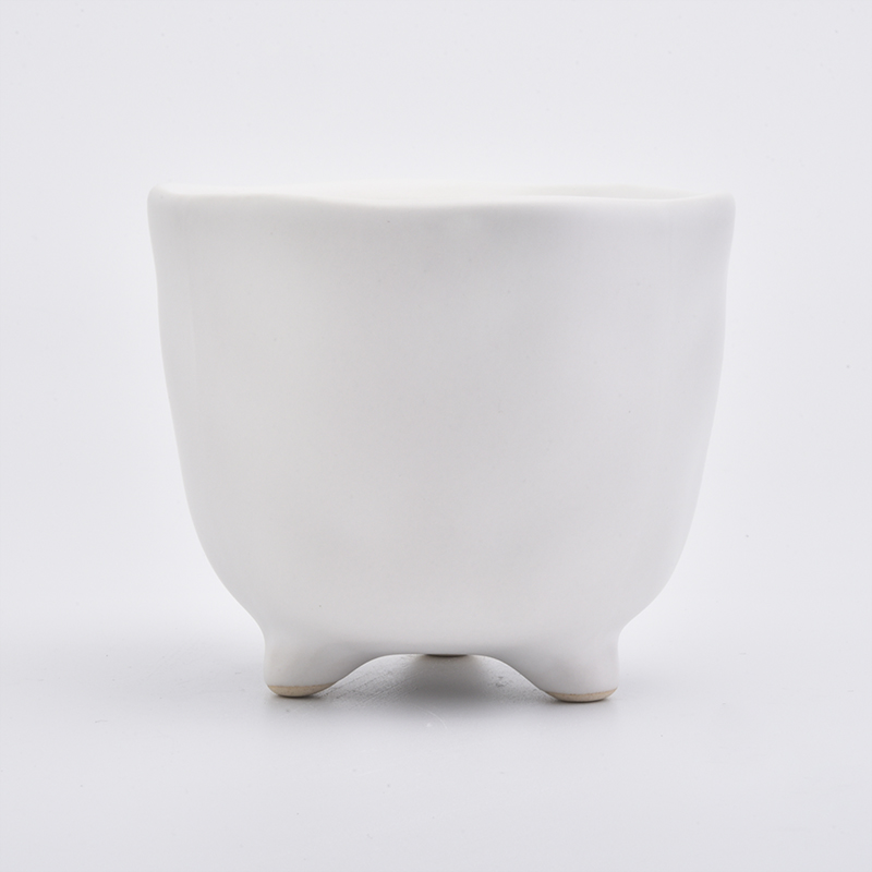 Mattte White Ceramic Jar Vasija de cerámica Vela Decoración del hogar