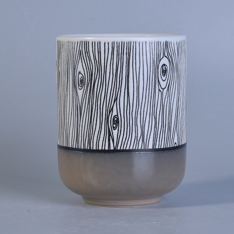 Kolor metalu dolnej słojów drewna szyby ceramiczna świeca jar