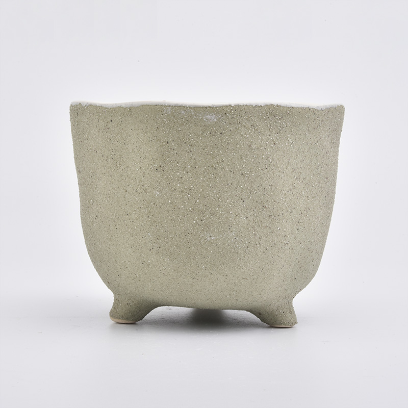 Vaso de cerámica con acabado de arena y menta Vaso de cerámica