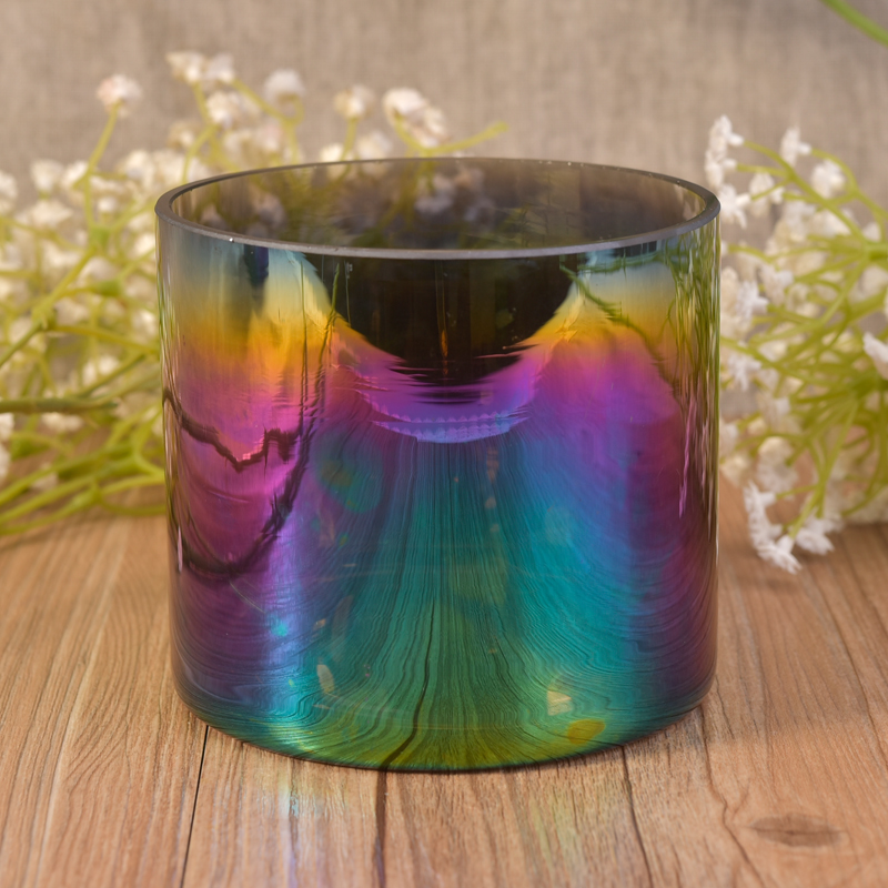 Modern design gradient color ion plating glass candle holders