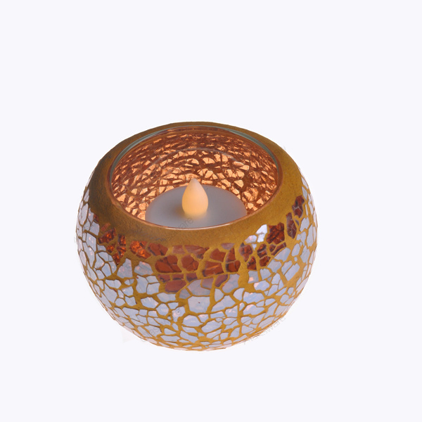 Tasse en céramique en mosaïque avec une bougie LED bougies