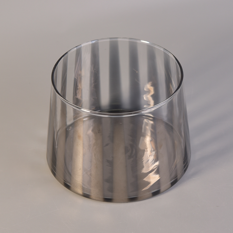 Boca de vidrio soplado envases para velas con color plateado