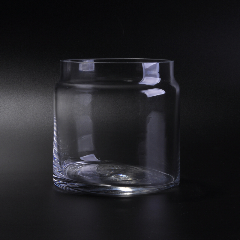Mouth blown glass jar for candle