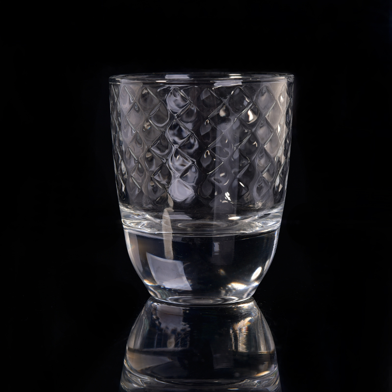 Frasco de vela vidro votiva branca alta com decalque de fundido boca