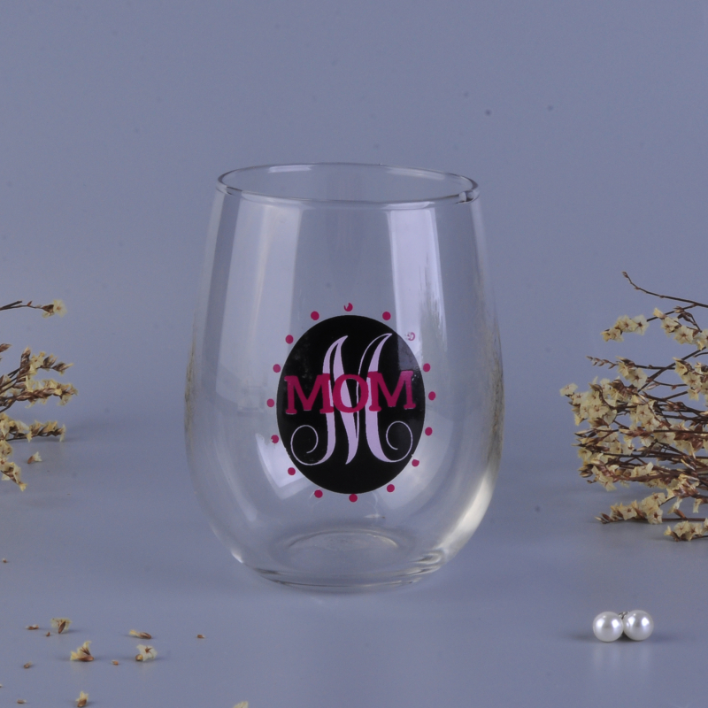 Mouth blown stemless wine glass cup