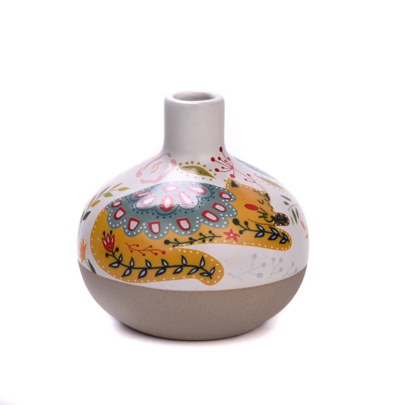 多色猫纹图案陶瓷香薰瓶芦苇扩散瓶