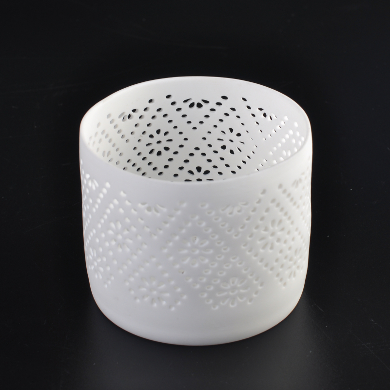 Натуральный белый Холлоу из керамических tealight Свеча держатель