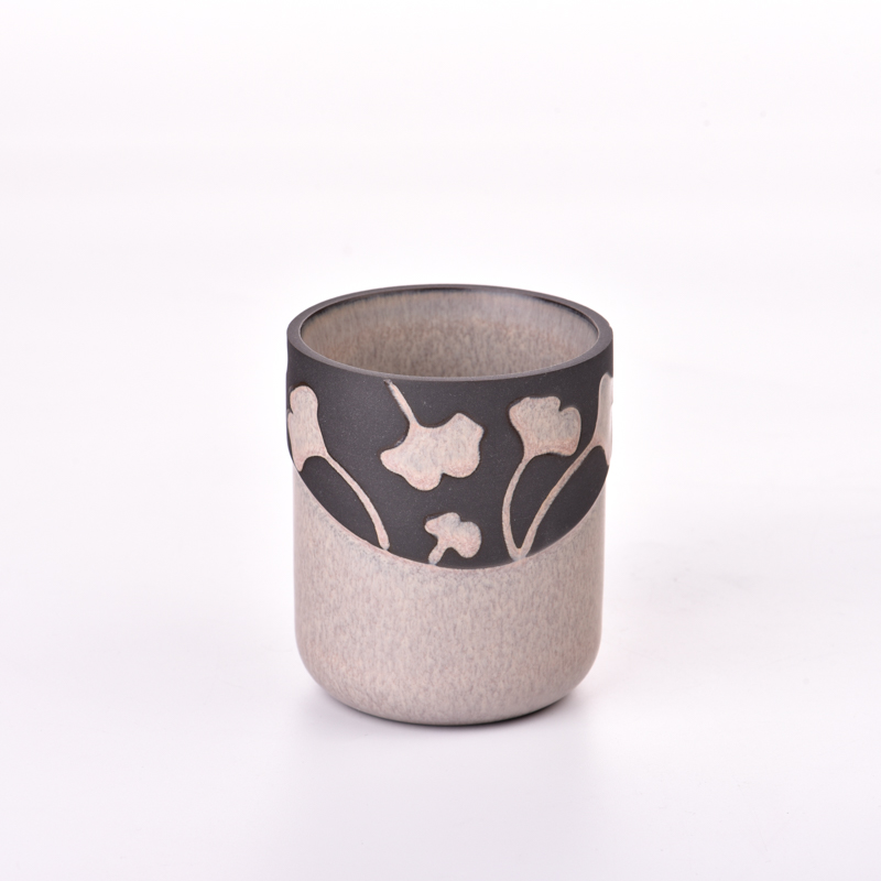 新款 6 盎司 8 盎司陶瓷蜡烛容器，带花瓣设计陶瓷罐