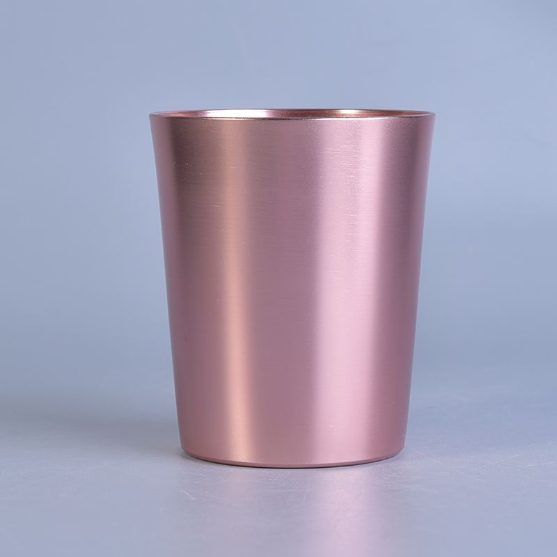 Novo chegou 10oz ouro rosa metal Taper Vela jar