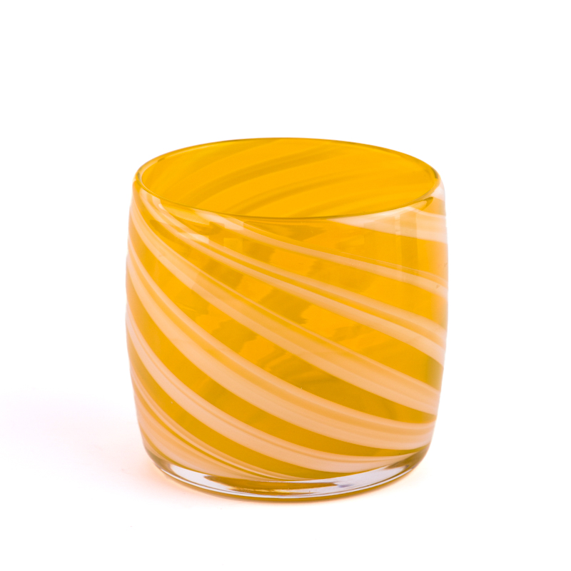 New arrived 400ml glass candle vessels yellow glass jars for candle making