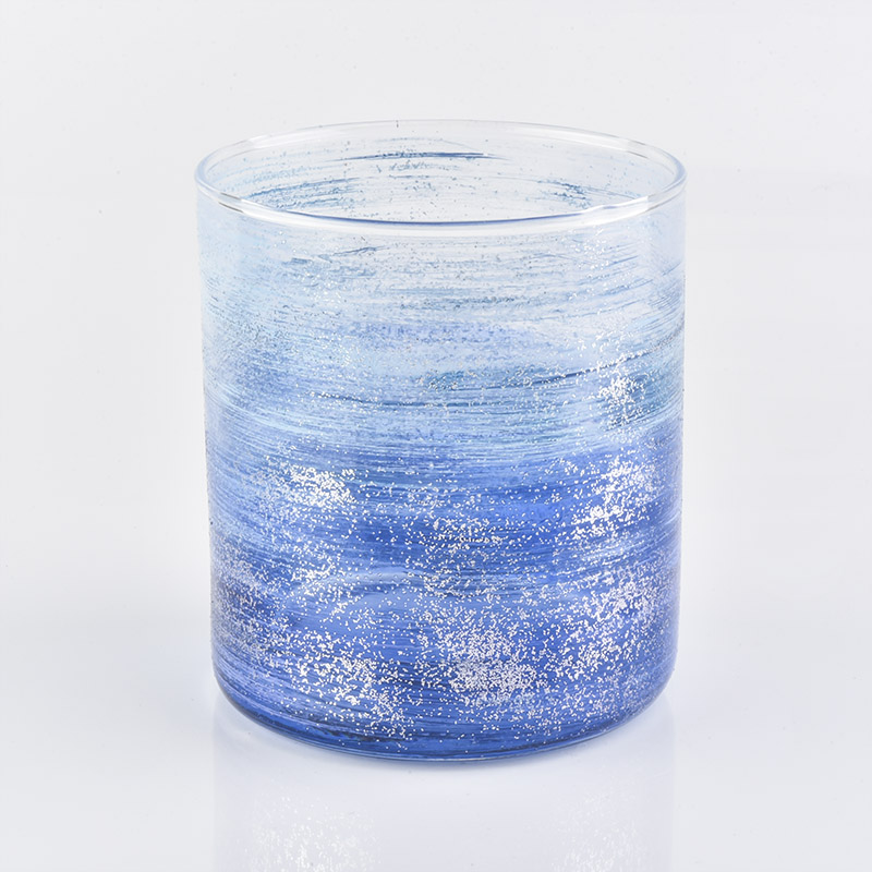 Nuevo tarro de vela de cristal artificial pintado a mano de 540 ml.