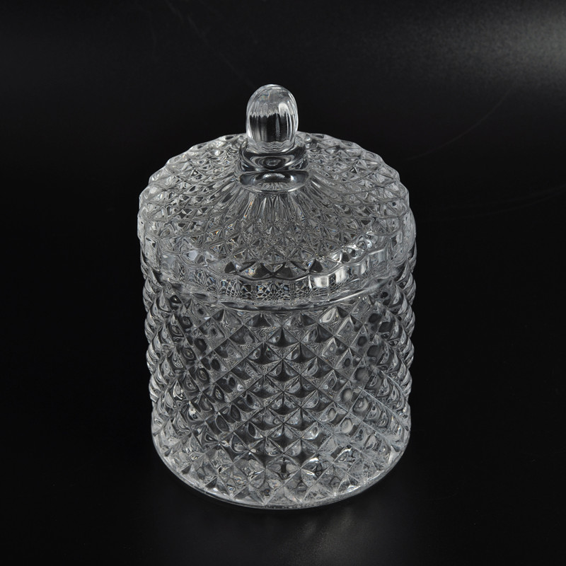 New design high quality glass candle jar with lid