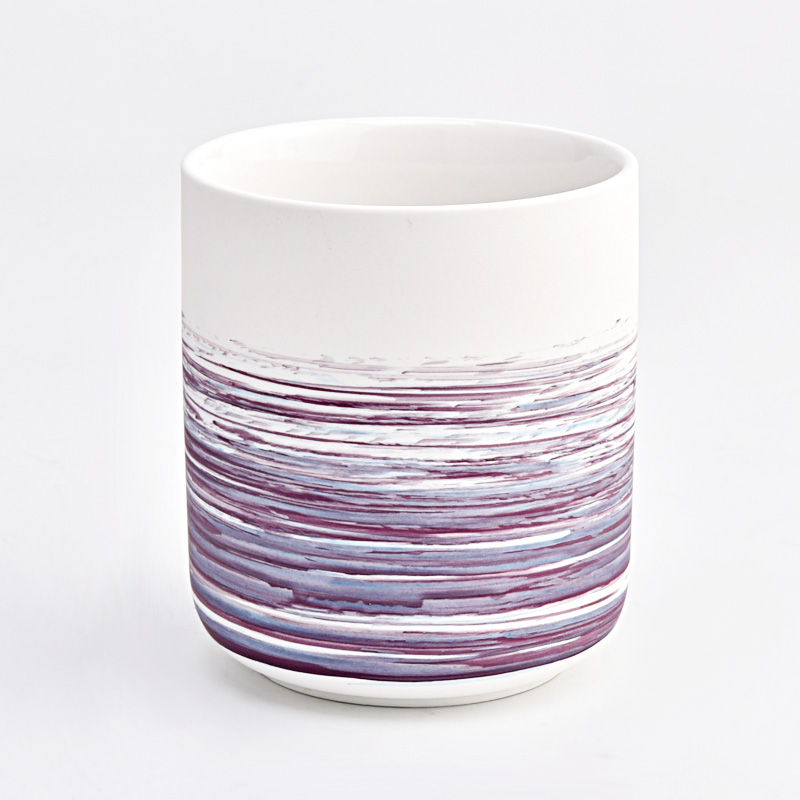 Новый дизайн фиолетовый живопись керамические суда свеча для домашнего декора