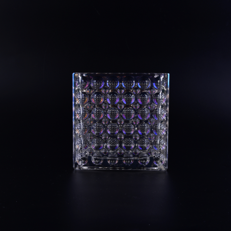 新产品水晶圆点方形玻璃烛台