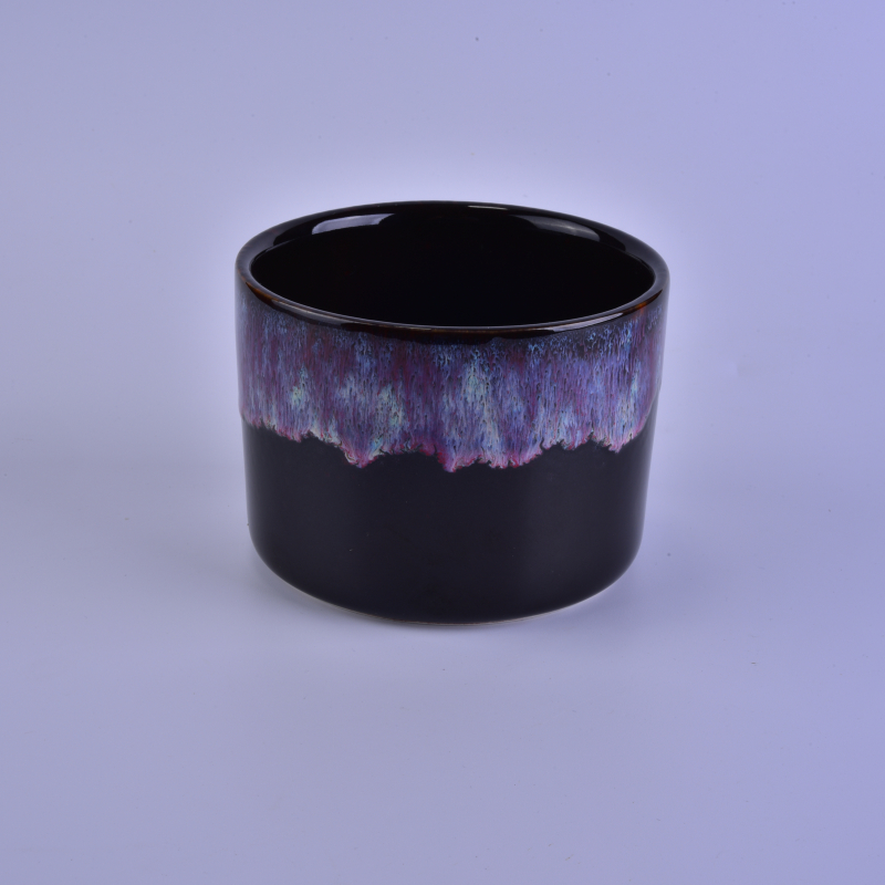Newly colorful transmutation glaze home decor ceramic candle jar