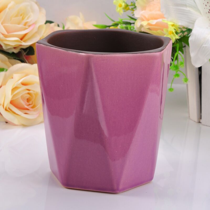 venta caliente acristalamiento nueva titular de la vela de cerámica de color rosa