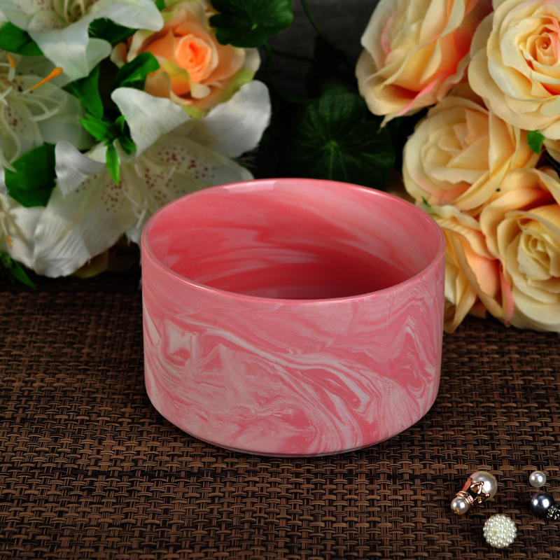 Nowo różowy Marber ceramiczna świeca pojemnik hurtowych