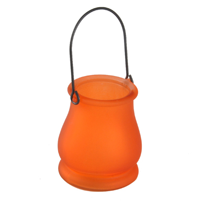 Orange candle jar with handle