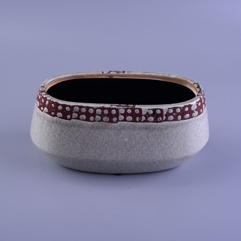 Oval ceramic China porcelain candle holder