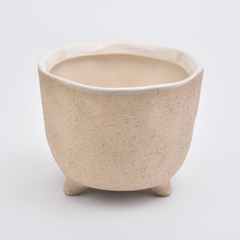 Pfirsichglasurkerzenbehälter aus Keramik für 4 Dochte