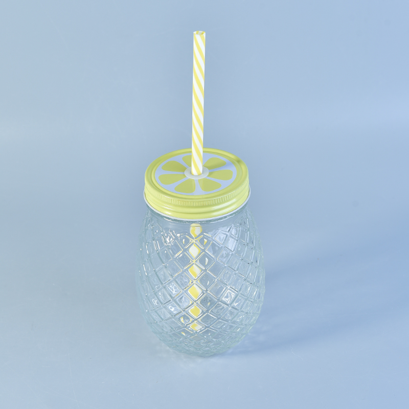 Pineapple Glass Drinking Jar with Lid