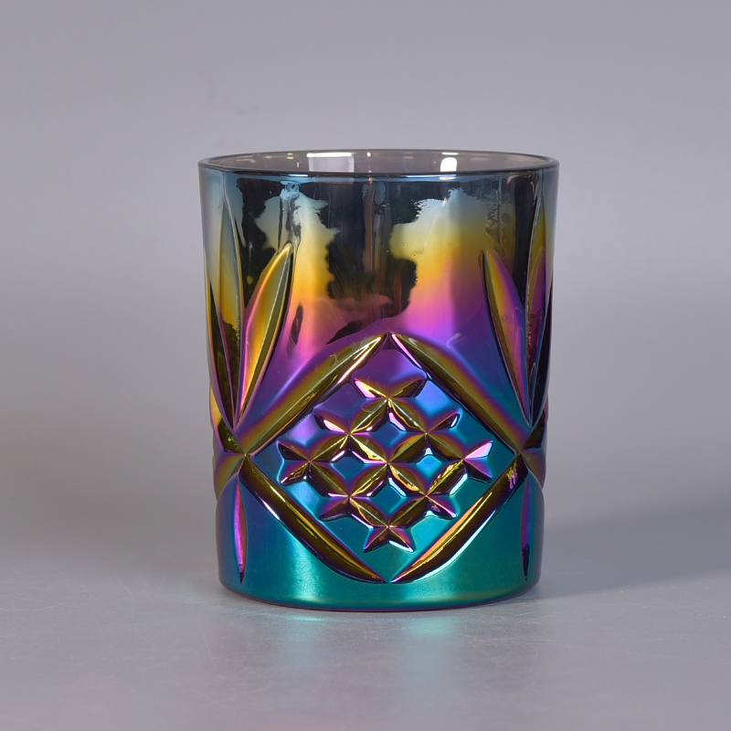 Los frascos de cristal de la vela del color del arco iris del ombre de la piña