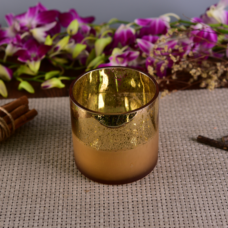 Überzug halb frosted gold runde Glas Kerzenhalter