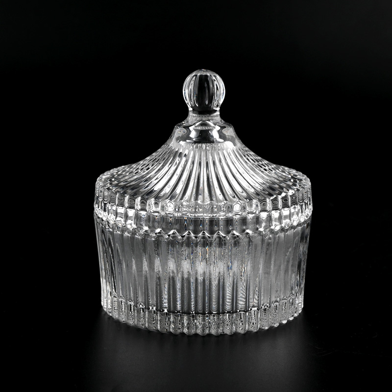Popular candelabro de vidrio transparente de 150 ml con proveedor de tapas
