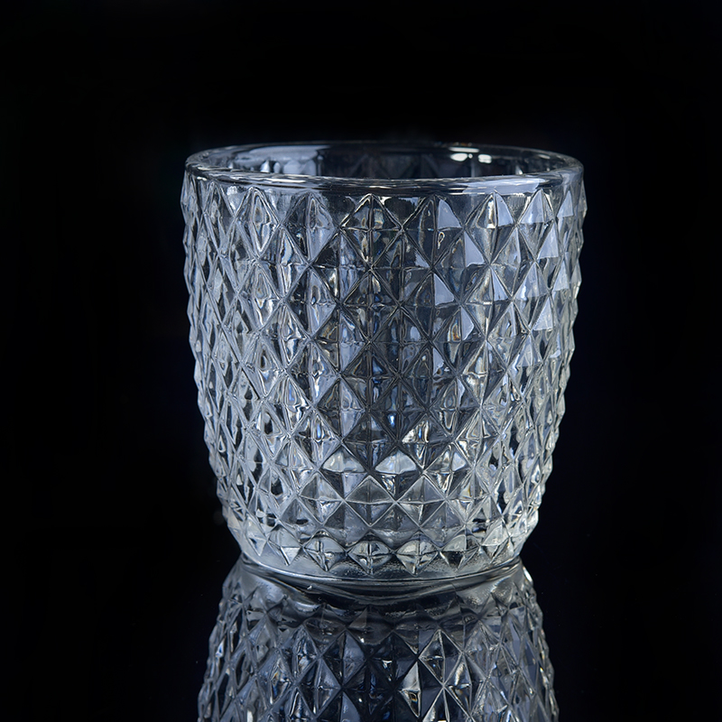Beliebte 8OZ Diamond Pattern Glas Kerzenständer