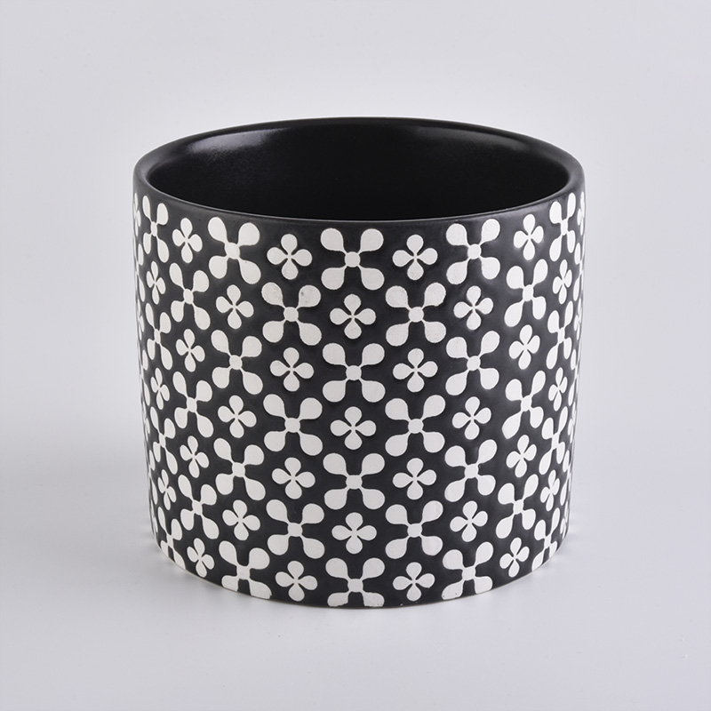 Beliebte schwarze Zylinder Kerzenhalter Keramik für Heimtextilien