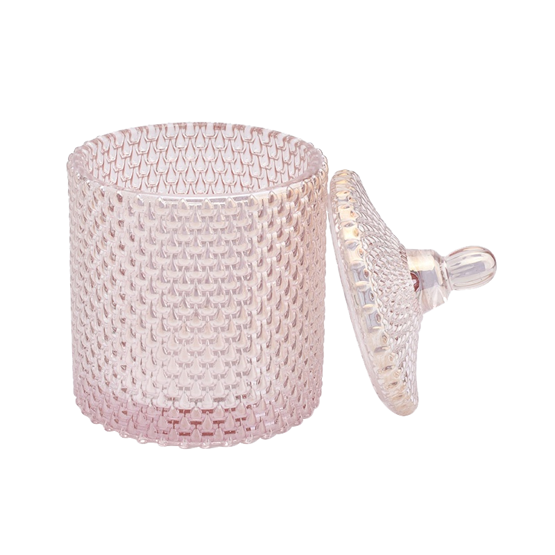 Frasco popular da vela do vidro de corte de GEO com tampa