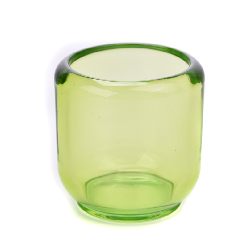 人気の緑の透明なガラスキャンドルホルダー空の瓶の卸売