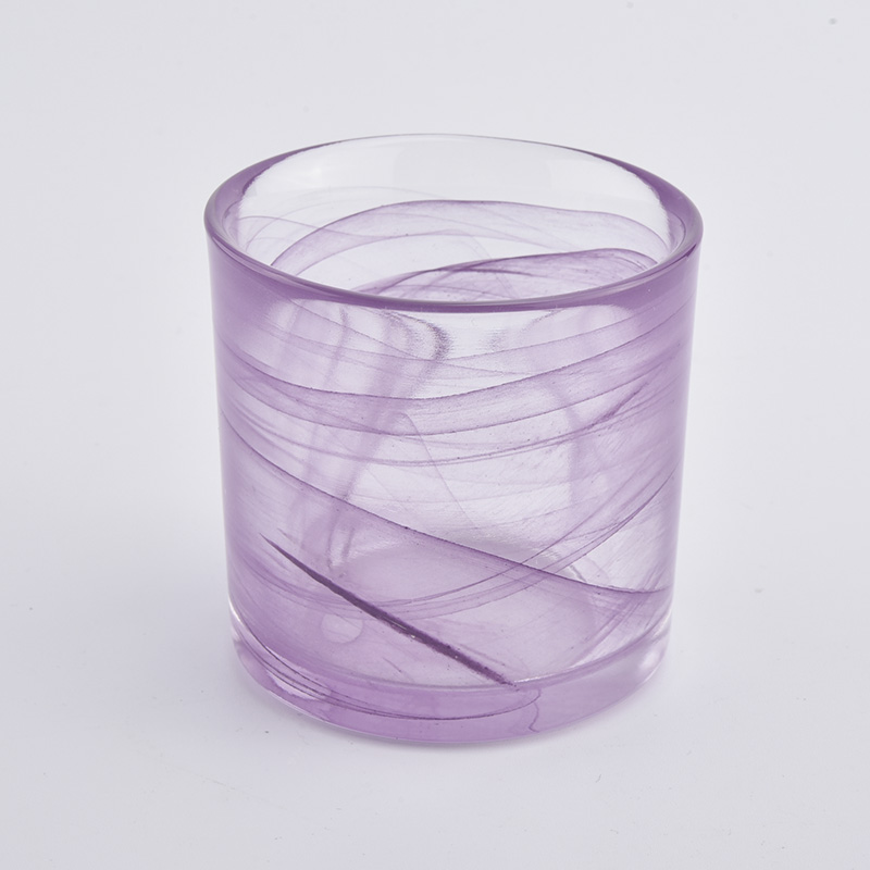 Popular hand painting glass candle jar purple vessels supplier