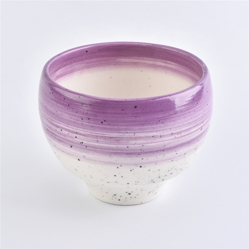 Pot de bougie en céramique coloré de forme ronde populaire