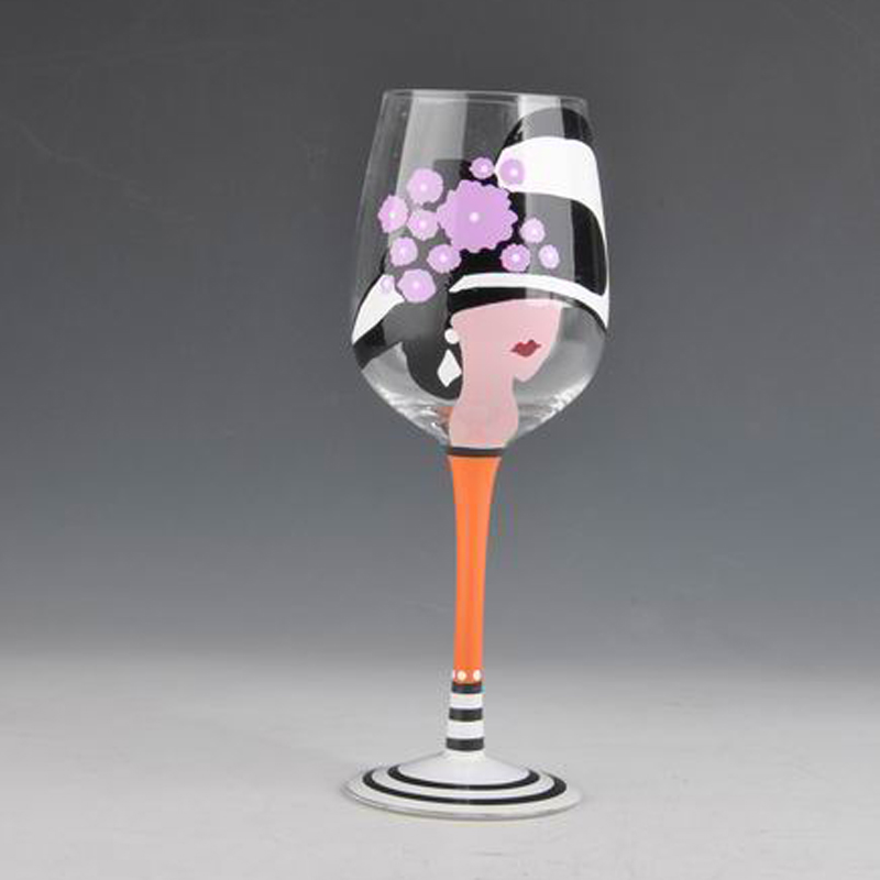 Promotionnel Martini coloré verres à pied peint Coupe du verre de vin à la main