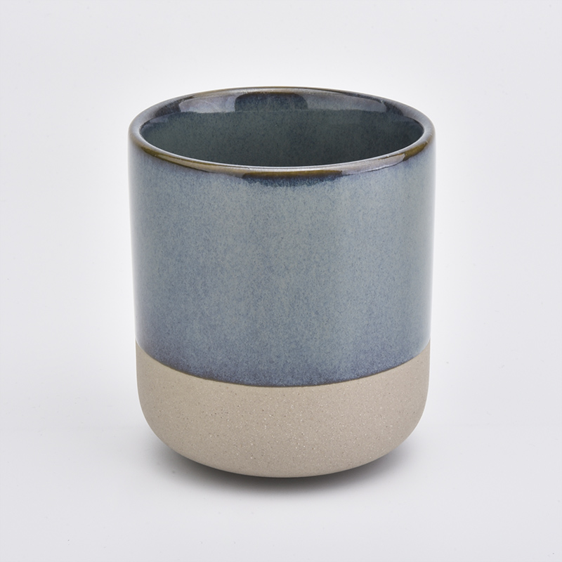 Reactive glazed ceramic candle vessel 
