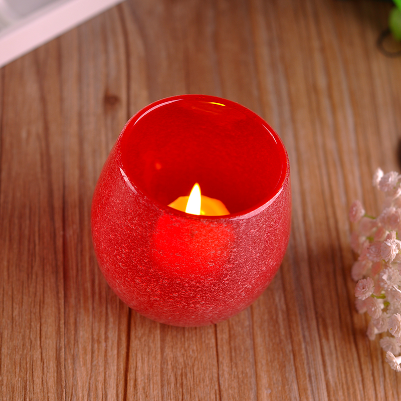 Red Color Material Handcrafted Glass Wax Candle Jar