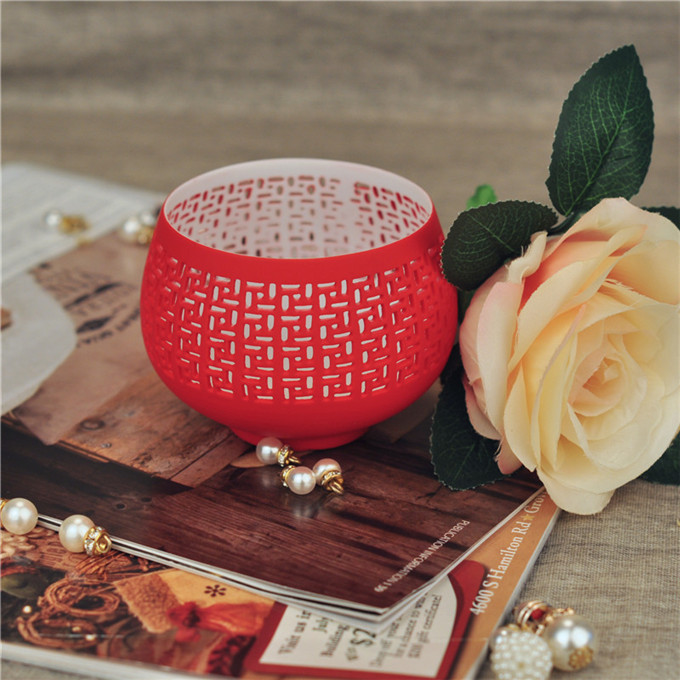 suporte de vela de cerâmica em forma de bola vermelha