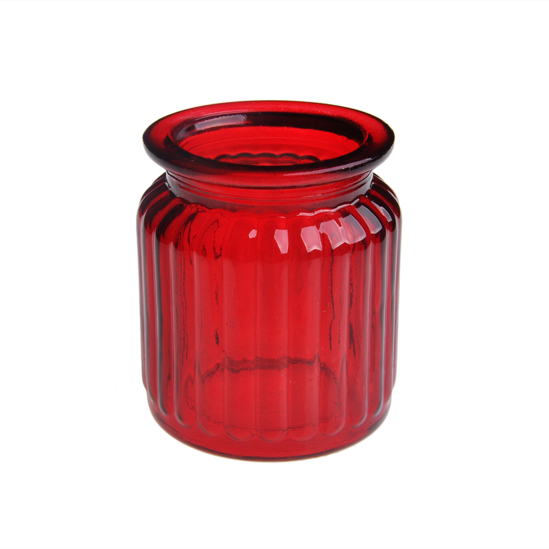 Red color spray scented glass candle container wholesales
