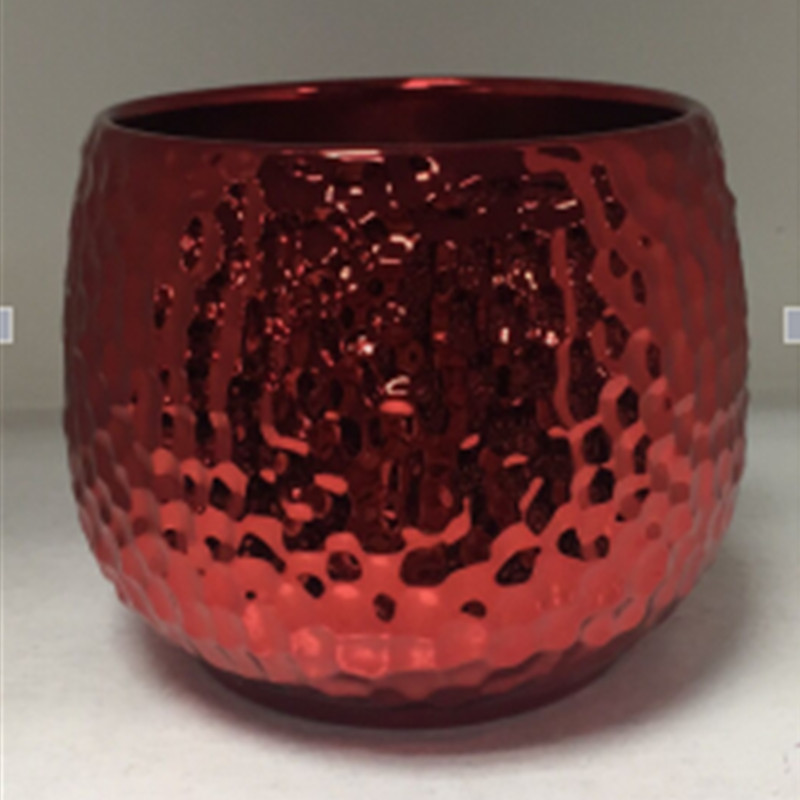 Contenitori portacandele rossi a forma di palla tondi in ceramica