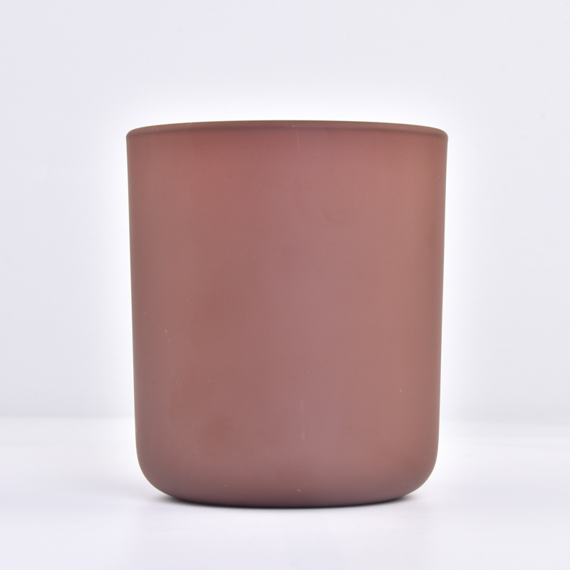 Wholesale Custom matte color Round Bottom with Glass Candle Jar