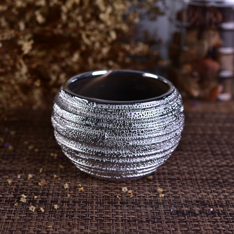 Pusingan Electroplated Dolomite Porcelain Lilin Container untuk Candle Making