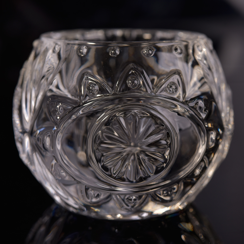 圆形花卉设计Debced透明玻璃蜡烛台
